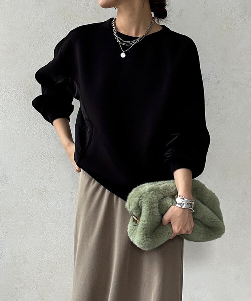 「DouDou」 長袖カットソー FREE ネイビー レディース_画像9