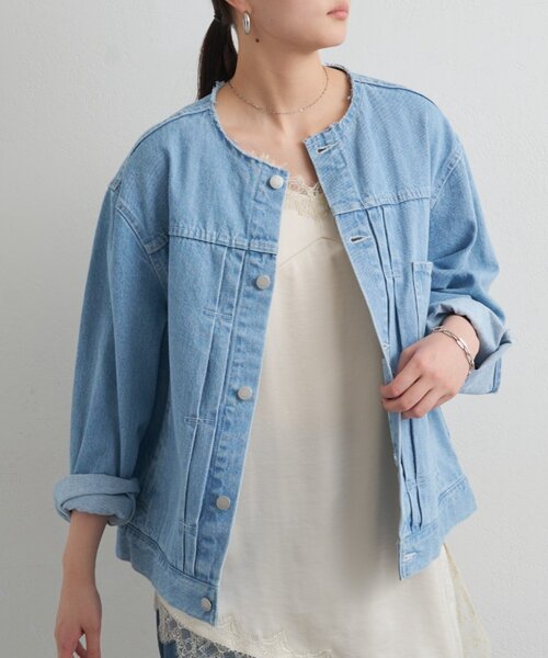 美品✨LOUNGEDRESS ラウンジドレス オーバーデニムジャケット ブルー Loungedress（ラウンジドレス） デニムジャケット gジャン 「ainode
