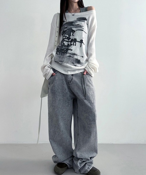 「MEMECLE」 長袖カットソー S ブルー レディース_画像3