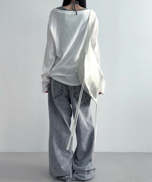 「MEMECLE」 長袖カットソー S ブルー レディース_画像4