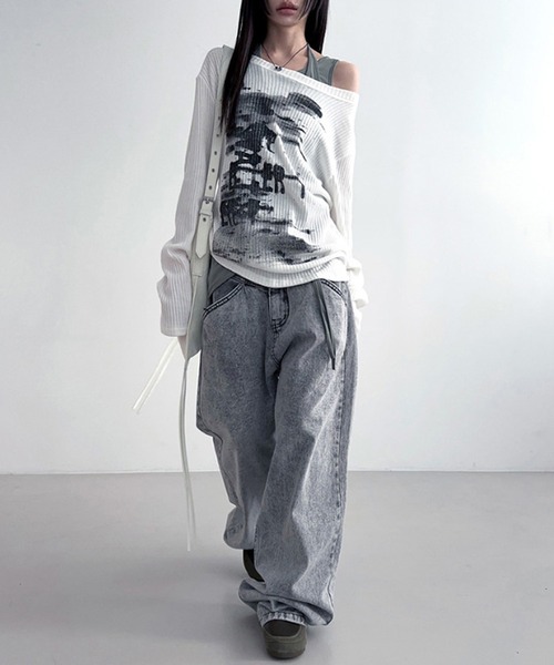 「MEMECLE」 長袖カットソー S ブルー レディース_画像5