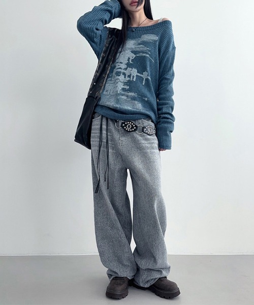 「MEMECLE」 長袖カットソー S ブルー レディース_画像8