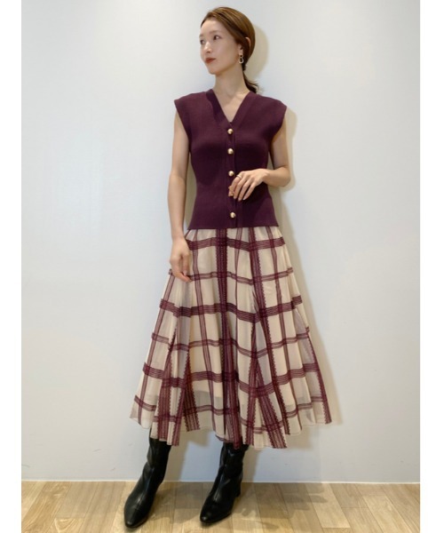 「SNIDEL」 ロングスカート 1 ネイビー レディースの画像