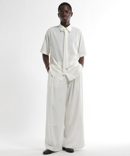 HARE ボウタイ tops ホワイト 新品 HARE（ハレ） シャツ 「SET UP対応」シルバーパーツボウタイシャツ