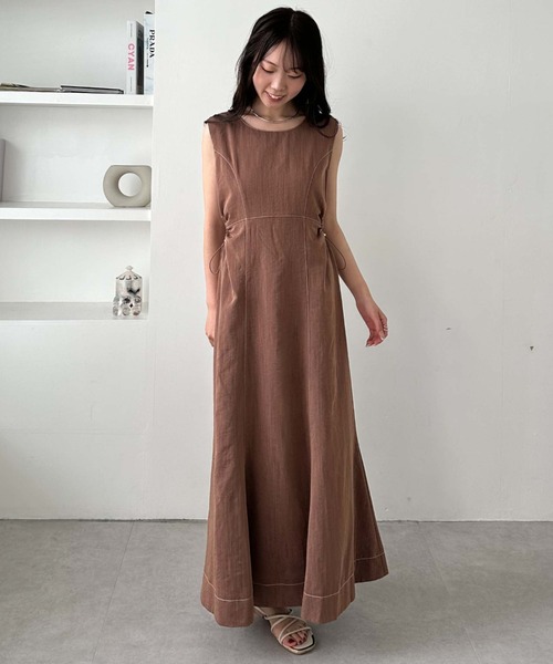 「archives」 ノースリーブワンピース MEDIUM アイボリー レディース_画像9