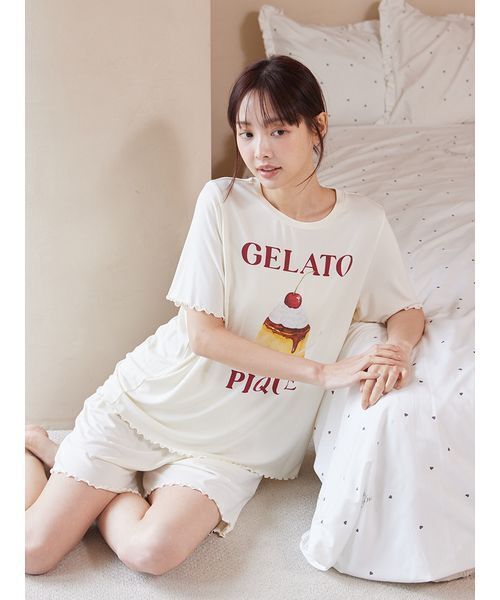 gelato pique ルームウェアセット ホワイト gelato pique（ジェラートピケ） パジャマ ルームウェア 「ONLINE限定