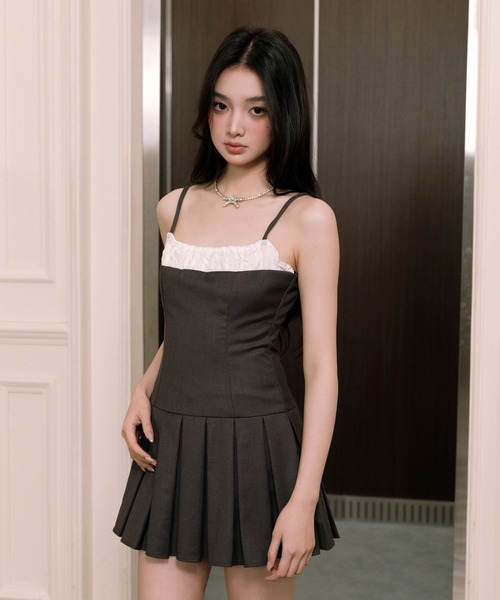 ANDWANG ワンピース Slim tie pleats mini dress : ZOZOTOWN Yahoo!店