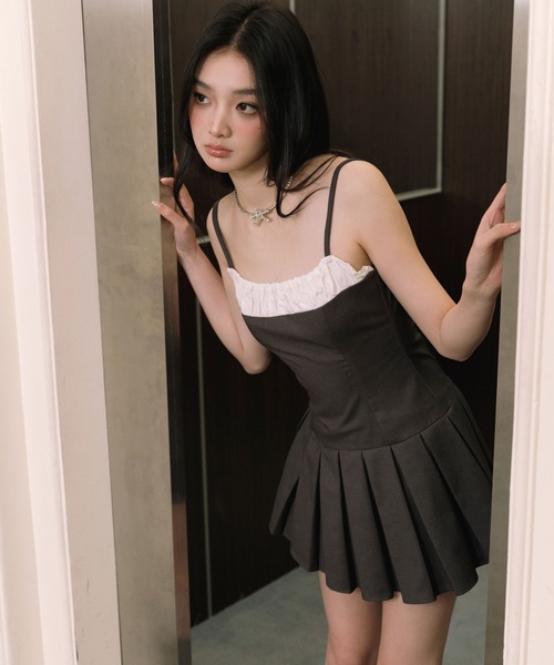 ANDWANG ワンピース Slim tie pleats mini dress : ZOZOTOWN Yahoo!店