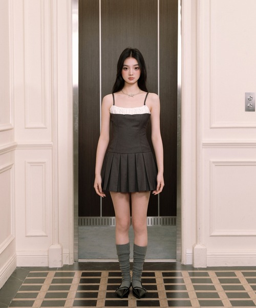 ANDWANG ワンピース Slim tie pleats mini dress : ZOZOTOWN Yahoo!店