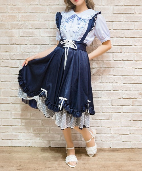axes femme POETIQUE スカート リボン付きフリルサスSK : ZOZOTOWN