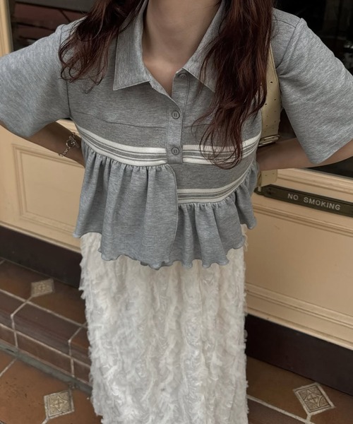 WILLFULLY（ウィルフリー） tシャツ 半袖 random frill pique cropped