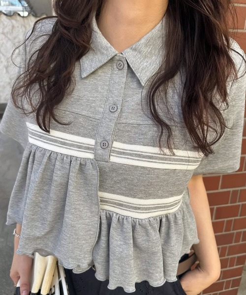 WILLFULLY（ウィルフリー） tシャツ 半袖 random frill pique cropped