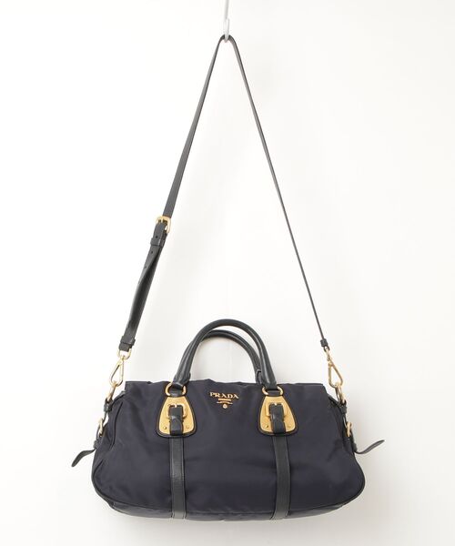 PRADA（プラダ） ナイロン レザー 2WAYバッグ - ネイビー レディース
