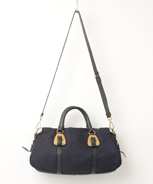 PRADA（プラダ） ナイロン レザー 2WAYバッグ - ネイビー レディース