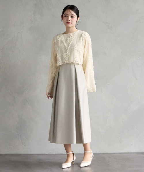 AIMER（エメ） カーディガン 2WAYラメレース×シフォンフラワー刺繍
