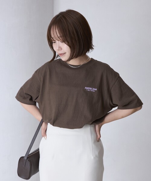 【タグ付き未使用】Americana 半袖 Tシャツ ブラウン AMERICANA（アメリカーナ） 半袖Tシャツ FREE ブラウン レディース