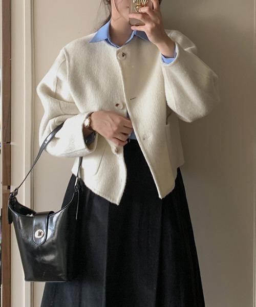 「FREE STYLISTS」 ノーカラージャケット FREE ライトグレー レディース_画像9