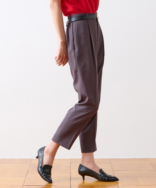 スラックス パンツ タックテーパードパンツ レディース