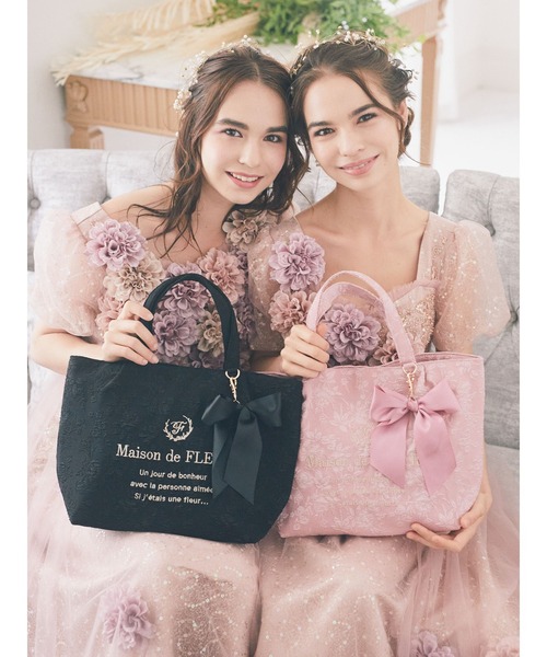 「Maison de FLEUR」 ハンドバッグ FREE ブラック レディース_画像2
