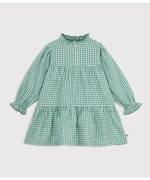 PETIT BATEAU（プチバトー） ワンピース ギンガムチェック長袖
