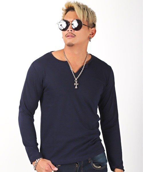 メタルフック キーネック Tシャツ メンズ 長袖 半袖 3色 hr7822 ヘンリーネックtシャツ 長袖 メンズ 長袖tシャツ ジャケt v