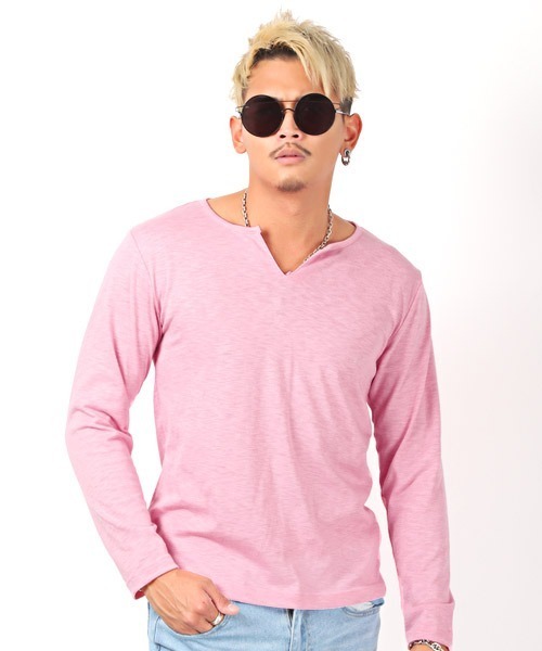たーら様　S(フル)(デュ) LUXSTYLE tシャツ スラブキーネック長袖Tシャツ メンズ