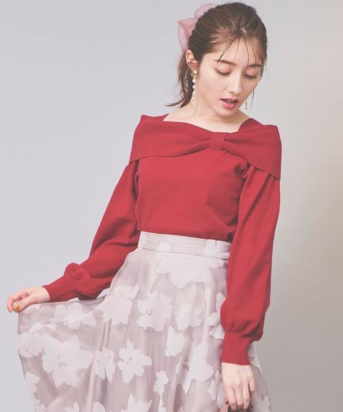 31 Sons de mode - 期間限定セール‼︎こじはる着用♡新品グレーリブ編みバックリボンニット 31 Sons de mode｜2025春夏新作 アシメオフショルリボンニット