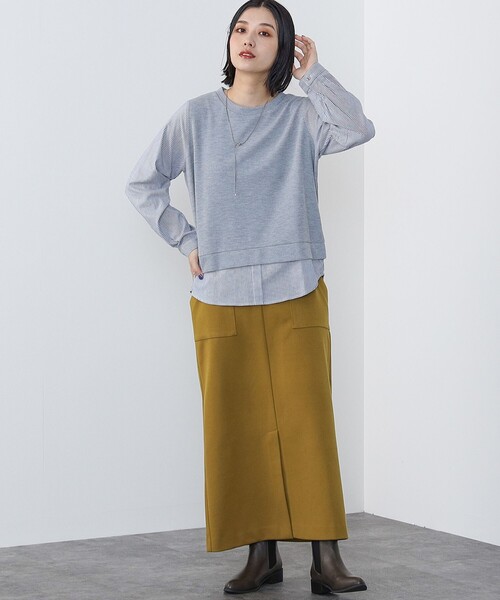 BEAMS HEART tシャツ / 後ろボタン 切り替え プルオーバー