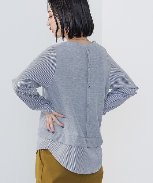 BEAMS HEART tシャツ / 後ろボタン 切り替え プルオーバー