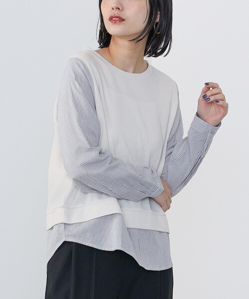 tシャツ BEAMS HEART / 後ろボタン 切り替え プルオーバー レディース BEAMS HEART tシャツ / 後ろボタン 切り替え プルオーバー