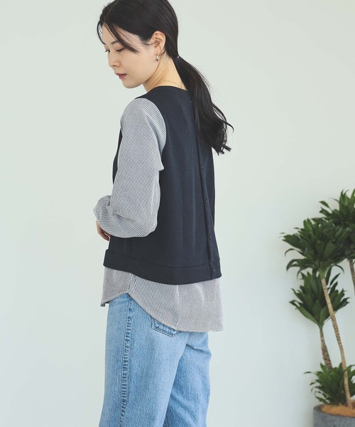tシャツ BEAMS HEART / 後ろボタン 切り替え プルオーバー レディース BEAMS HEART tシャツ / 後ろボタン 切り替え プルオーバー