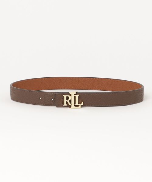 LAUREN RALPH ベルト ロゴ リバーシブル ペブルド レザー