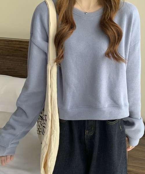 ニット セーター 長袖ショート Tシャツデザインセンスニッチ