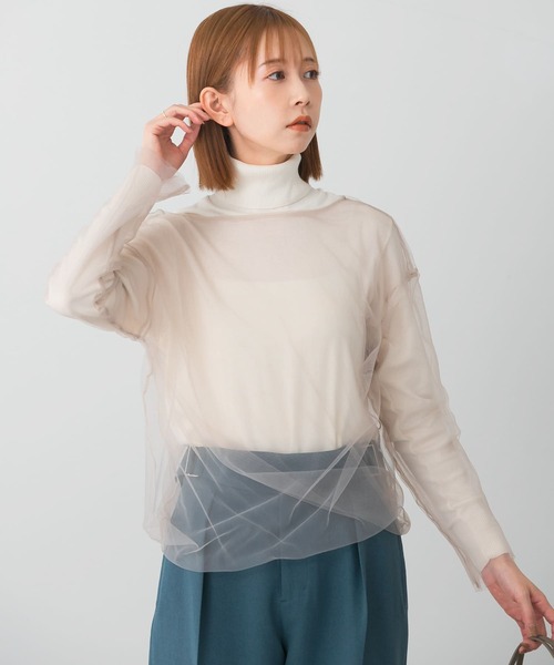 ブラウス シャツ レイヤードチュールブラウス レディース