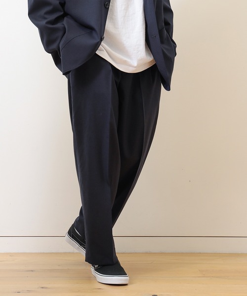 【新品未使用】kolor BEACON  /イージースラックスNAVY/サイズ2 kolor BEACON (カラービーコン) ウールフランネルテーパード