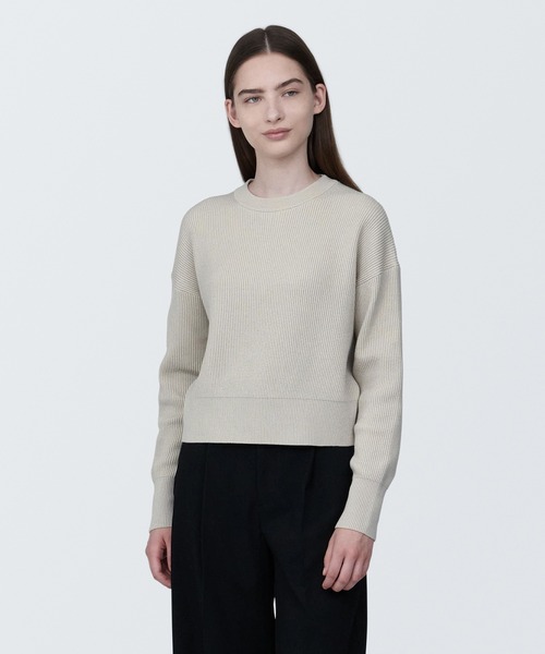 無印良品（MUJI） ニット セーター 婦人 洗える畦編みショート丈クルー
