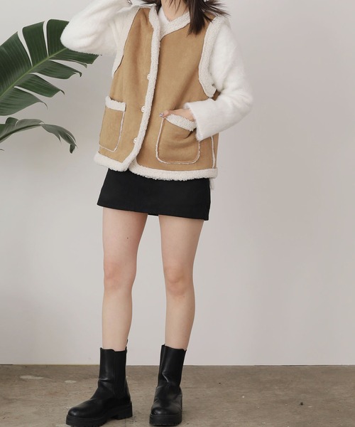 ベスト ジレ ボアベスト / BOA VEST レディース ROOP TOKYO ベスト ジレ FULL ZIP BOA VEST / フルジップ