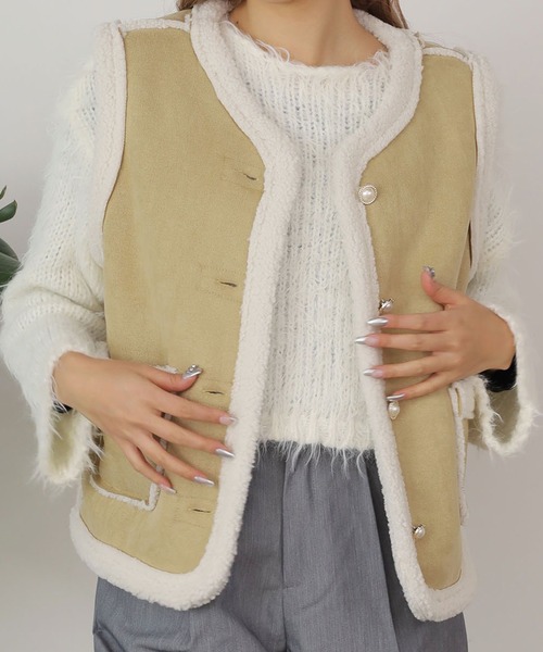 ベスト ジレ ボアベスト / BOA VEST レディース ROOP TOKYO ベスト ジレ BOA VEST / ボアベスト レディース