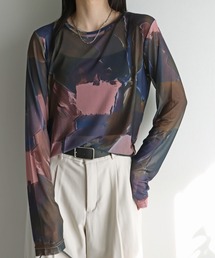 フラワーシアーロングスリーブTシャツ WR-ctn-sheer-relax-LT-wh-01-