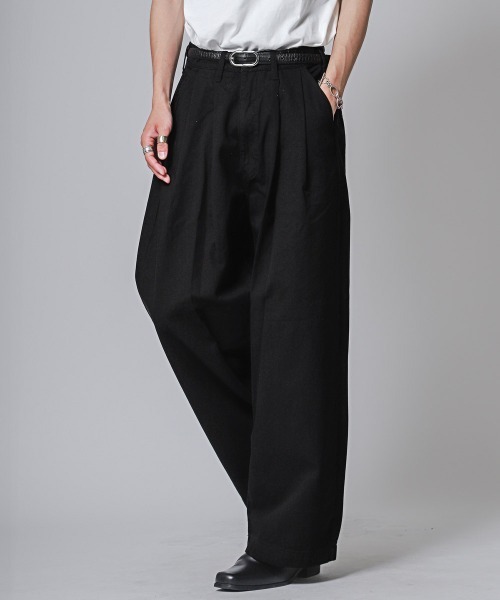 LUXSTYLE スラックス 2タックワイドストレートパンツ メンズ