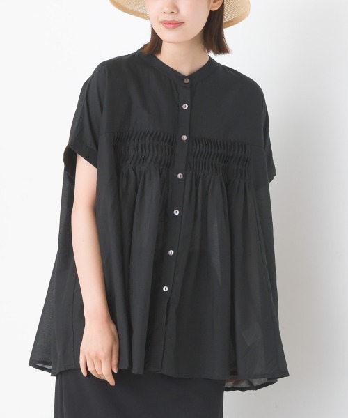 OMNES（オムネス） ブラウス シャツ コットンボイルタックギャザー