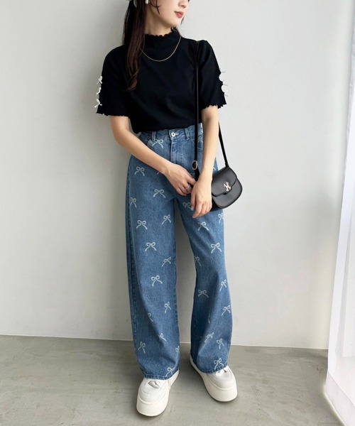 nice clap リボンデニム continuer de NICE CLAUP/脇リボンデニムパンツ｜NICE CLAUP