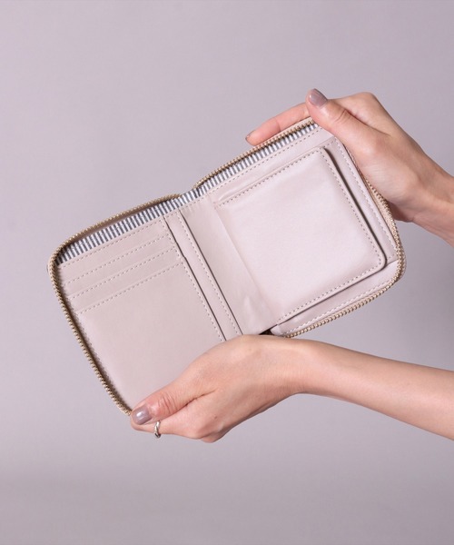 BAYBLO 財布 (CR)「フェイクレザー」ラウンドファスナー 二つ折り 財布