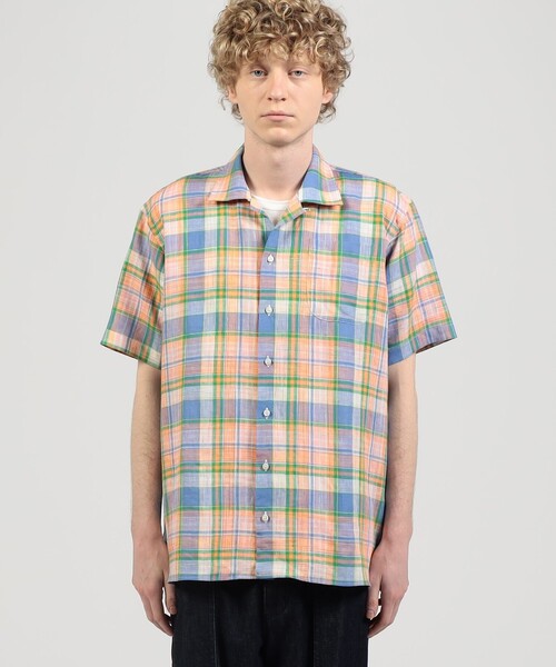 【美品】INDIVIDUALIZED SHIRTS キャンプカラー シャツ L INDIVIDUALIZED SHIRTS シャツ 「別注」INDIVIZUALIZED リネン