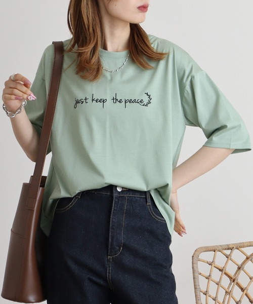 tシャツ Eglantine ロゴ刺繍シンプルＴシャツ レディース