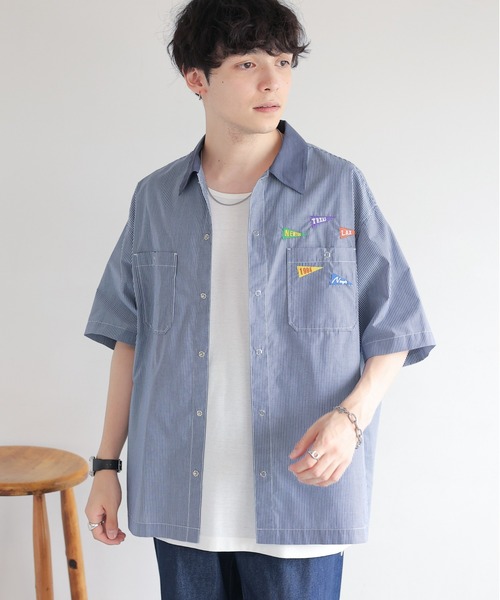メンズ Tシャツ 刺しゅう オバケ ワッペン オーバーサイズ a1299 GRAF&WU グラフアンドウー (graf-042) スウェット おばけ 刺繍