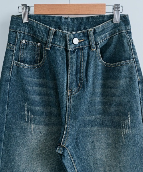 ワイドパンツ ジーンズ デニム デニムパンツ カットオフ ハイウエスト セミ バギー デニム レディース | ブランド登録なし | 07