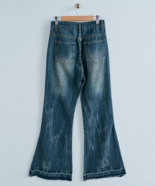 ワイドパンツ ジーンズ デニム デニムパンツ カットオフ ハイウエスト セミ バギー デニム レディース | ブランド登録なし | 11