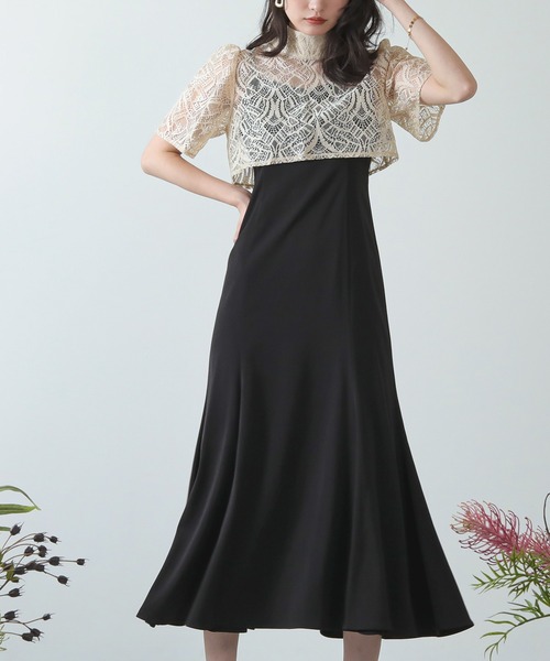 kana」 コンビワンピース SS ベージュ×ブラック レディース : 85554366  