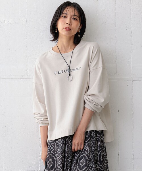 tシャツ 「洗える」ライトコットンテリー ロゴ カットソー レディース 23区 tシャツ 「洗える」ライトコットンテリー ロゴ カットソー